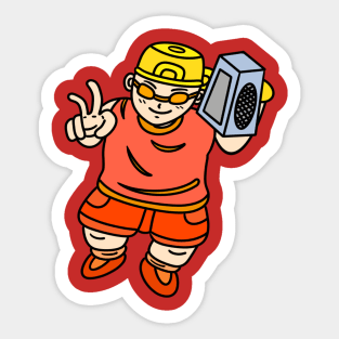 Funny cartoon boy rapper Sticker